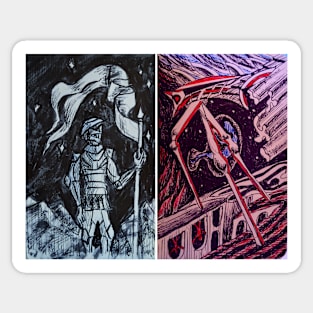 Ink Sketches - "The Guardian" and "The Future" Sticker